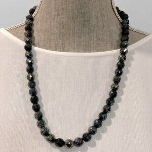 Black Iridescent Beaded Necklace